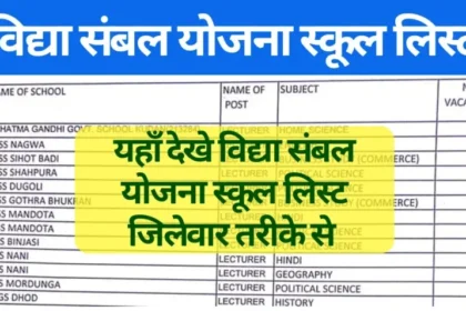 Vidya Sambal Yojana School List 2024