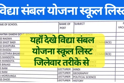 Vidhya Sambal Yojana School List